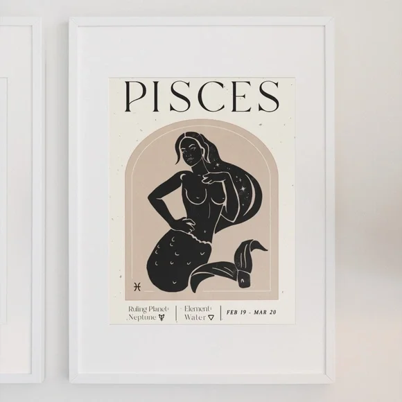Pisces Zodiac Sign Wall Art Print Poster Unframed - Picture 2 of 5